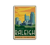 Metal Signs Raleigh North Carolina Travel Tin Signs Wall Art Poster Metal Poster for Home Bar Cafe Garage Bathroom 20 * 30CM