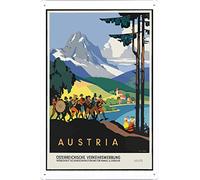 Metal Signs Retro Mountain Scene Bavarian Alps Austria Travel Tin Signs Indoor & Outdoor Home Bar Coffee Kitchen Wall Decor 30 * 40cm