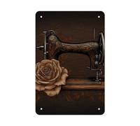 Metal Signs Rose And Sewing Machine Vintage Metal Tin Sign with Folded Durable Rustproof Iron Art for Home Office Kitchen Cafe Garden Patio Farmhouse Wall Decor 11.8x7.9 Inch