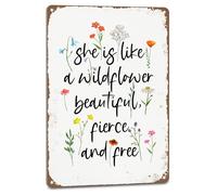 Metal Signs She Is Like A Wildflower Beautiful Fierce And Free Metal Tin Sign Wall Accessories For Bathroom Home Outdoor Pub M