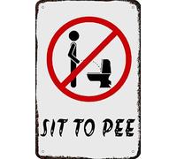 Metal Signs Sit to Pee Vintage Tin Sign Funny Art Wall Decorations for Home Man Cave Bedroom Bar Bathroom 8x12 Inch