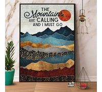 Metal Signs The Mountains are Calling and I Must Go Signs Retro Aluminum Sign for Home Coffee Wall Decor 8x12 Inches