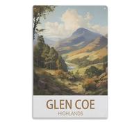 Metal Signs Tin Metal Sign Hanging Wall Plaque Kitchen Shed Garage. Glen Coe Highlands15 x 40 cm（ 6 x 16 inch）A787