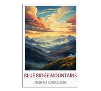 Metal Signs Tin Sign Retro Wall Art Poster for Home Man Cave, Cafe Bar Wall Decor Blue Ridge Mountains North Carolina Posters 30x40cm