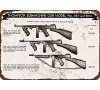 Metal Signs Vintage 1944 Thompson Submachine Guns Retro Style Ranch Funny Tin Sign 8 x 12 Inches Garage Decor Art