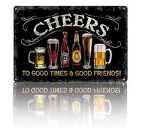Metal Signs Vintage Bar Sign Beer Cheers to Good Time & Good Friends Bar Accessories for Home Pub Outdoor Bar Man Cave Vintage Wall Garden Shed Retro Club Cheers Art Accessories Decorations 8x12 inch