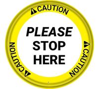 Metal Signs Vintage Wall Decor Caution Please Stop Here Circular Sign Safety Restriction Alert Attention Caution Warning Notice Aluminum Metal Tin 12"X12" Sign Plate