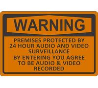 Metal Signs - Warning Premises Protected By 24 Hour Audio And Video Surveillance By Entering You Agree To Be Audio & Video Recorded Tin Sign 8"x12"