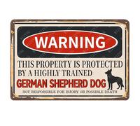 Metal Signs Warning Property Is Protected By A Highly Trained German Shepherd Dog Vintage Aluminum Tin Sign for Home Living Room Bar Bathroom Outdoor Wall Decor 8"x12"