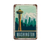 Metal Signs Washington State Vintage Bar Club Cave Home Kitchen Rustic Travel Metal Signs Wall Art Decor 15 * 30CM
