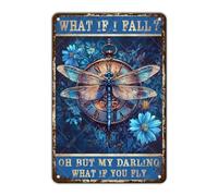 Metal Signs What If I Fall Oh But My Darling What If You Fly Wall Clock Retro Sign for Home Office Kitchen Bar Cafe Garden Wall Decor 8x12 Inches