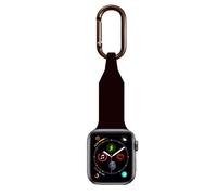 Metal Silicone Watch Band Compatible with Apple Watch Fob Necklace Keychain Clip Pocket watch Case 38mm 40mm 41mm 42mm 44mm 45mm for women men,Replacement Band for iwatch Series 9-1/SE. (Black, 42/44