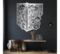 Metal Silver Cactus Wall Art, Metal Desert Western Bathroom Art Wall Decor, Cactus Artwork Decoration Modern Sculpture for Living Room,Bedroom Hallway and Stairs Decor (Silver 35" x 32" / 90