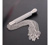 Metal Silver Chain Tassel Short Whip with Diamond Handle Horse Whip-UKRB97