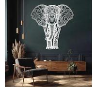 Metal Silver Elephant Wall Art, Metal Wildlife Animal Art Wall Decor, Elephant Artwork Decoration Modern Sculpture for Living Room,Bedroom Hallway and Stairs Nature Home Decor (Silver 47" x