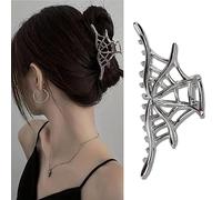 Metal Silver Hair Claw Clips - Spider Web Design for Thick or Thin Hair, Strong Hold for Cosplay Party Accessories (1Pc)
