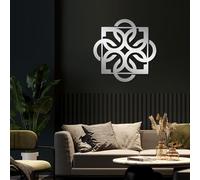 Metal Silver Modern Geometric Wall Art, Metal Mid Century Abstract Sign Art Wall Decor, Modern Geometric Artwork Decoration Modern Sculpture for Living Room,Bedroom Hallway and Stairs Decor