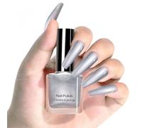 Metal Silver Nail Polish - 7.5ml Magic Mirror Nail Varnish - Quick Drying Long Lasting No UV Needed Chrome Nail Polish - Super Glossy Metallic nail Varnish For Women Girls At Home Nail Art Manicure