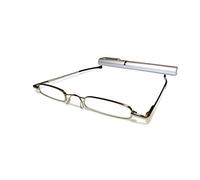 Metal Silver Reading Glasses +2.0, ultra slim and lightweight, CE certified/EN ISO 12870, comes with free matching oval aluminium tube with clip