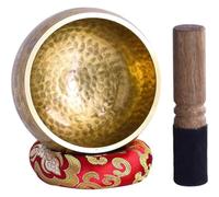 Metal Singing Bowl ，Handmade Buddhist Sound Bowl，Buddhist Symbols Singing Bowl with Wooden Mallet & Cushion for Prayer/Meditation/Yoga/Chakra Healing，Easy To Play for Beginners