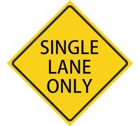 Metal Single Lane Only Street Road Warning Sign- 12x12 Inches, Rust Free,Fade Resistant,Decorative Sign Tin Plaque Wall Metal Tin Decor,Outdoor Art for Country Decoration - with Pre-Drilled Holes
