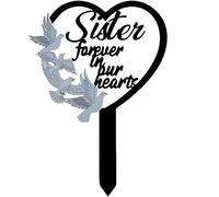 Metal Sister Memorial Stake Grave Dove Decorations for Cemetery Gravesite Sympathy Markers Waterproof Memorial Gifts for Loss of Sister Tombstones Plaque Outdoors Lawn Yard Decor (Sister)