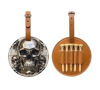 Metal Skeleton Group Brown Printed Golf tee Storage Bag - for Men only, Durable PU Material, Easy to Carry, Enhance The Golf Experience