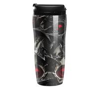 Metal Skull Death Thorns Coffee Cup Travel Mug with Leakproof Lid Double Wall Tumbler Water Bottle 350ml
