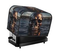Metal Skull Toaster Cover 2 Slice, Waterproof Bread Machine Covers with Pockets Universal Size Kitchen Small Appliance Cover with Handle, Dust and Fingerprint Protection