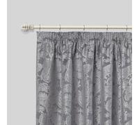 Metal Sliced - Extendable Curtain Pole with rings and pair of end finials in Brushed Silver - TJ Hughes