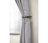 Emma Barclay, Metal Sliced - Pair of Holdaback Tiebacks with End Finials in Black Silk - 20cm