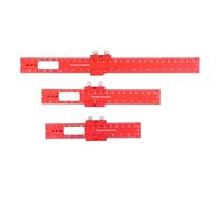 Metal Slide Ruler 3Pcs Set | T - Type Scribing Measuring Tool for Woodworking & CNC | Inch Metric Dual Scale 16cm / 20cm / 30cm | Aluminum Alloy with Angle Guide & Hole Punching