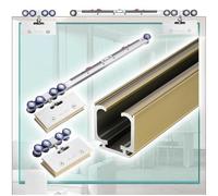 Metal Sliding Door Track & Roller Kit, 40 52 66 74 86 98 102 110 122 130 142 158 Inch Glass Doors Rail, Hidden Barn Door Hardware Kits(Champagne,3.8m/150in)
