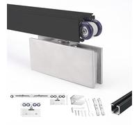 Metal Sliding Door Track & Roller Kit, 40 52 66 74 86 98 102 110 122 130 142 158 Inch Glass Doors Rail, Hidden Barn Door Hardware Kits(Black,2.7m/107in)
