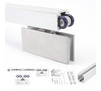 Metal Sliding Door Track & Roller Kit, 40 52 66 74 86 98 102 110 122 130 142 158 Inch Glass Doors Rail, Hidden Barn Door Hardware Kits(Silver,1.8m/71in)