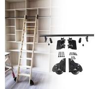 Metal Sliding Ladder Library Hardware Kit 100-732CM Rolling Ladder Track - Full Set Slide Roller System Mobile Ladder Track Rails Kit (No Ladder), for Loft Office Closet(19.7ft/600cm Track kit)
