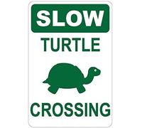 Metal Slow Turtle Crossing Sign - Aluminum Traffic Sign For Home, Cafe, Bar 5.5x8 Inch