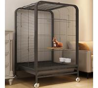 Metal Small Animal Enclosure, Indoor Outdoor Chinchilla Squirrel Cage, Square Tube Encrypted Gap, Easy to Move, Easy Installation(Black)