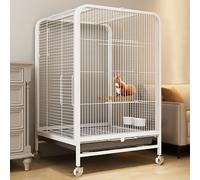 Metal Small Animal Enclosure, Indoor Outdoor Chinchilla Squirrel Cage, Square Tube Encrypted Gap, Easy to Move, Easy Installation(White)
