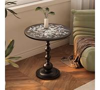 Metal Small Round End Table,Vintage Bedside Table Nightstand for Small Spaces,Coffee Tables Pedestal Tables for Living Room Corners Bedroom Patio and Bar(35cm, I)