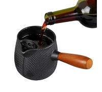 metal: small volume design, natural wood stand, controlled flow spout, portable beverage maker, classic table accent | The metal allows for a preparation as