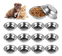 Metal Small Water Dishes, 5.9 Stainless Steel Dog Cat Bowls, 15 Pcs Pet Bowls, Replacement Basic Food Bowls for Elevated Stand, Whisker-Friendly Wide Flat Cat Food Plates
