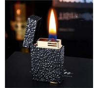 Metal smart voice-activated kerosene lighter, four ignition modes, refillable, suitable for barbecue, candles, outdoor, men's gift(B)