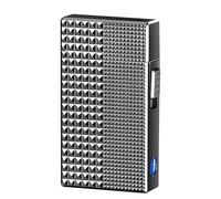 Metal smart voice-activated lighter, four ignition modes, switchable soft flame and windproof blue flame, transparent luminous air chamber, suitable for barbecue, candles, outdoor, men's gift(D)