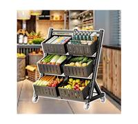 Metal Snack Display Rack, Floor-Standing Fruit And Vegetable Storage Cart For Home And Kitchen