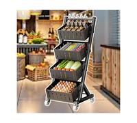 Metal Snack Display Rack, Floor-Standing Fruit And Vegetable Storage Cart For Home And Kitchen