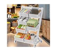 Metal Snack Display Rack, Floor-Standing Fruit And Vegetable Storage Cart For Home And Kitchen