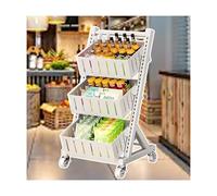 Metal Snack Display Rack, Floor-Standing Fruit And Vegetable Storage Cart For Home And Kitchen
