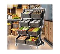 Metal Snack Display Rack, Floor-Standing Fruit And Vegetable Storage Cart For Home And Kitchen