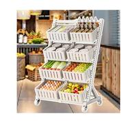 Metal Snack Display Rack, Floor-Standing Fruit And Vegetable Storage Cart For Home And Kitchen